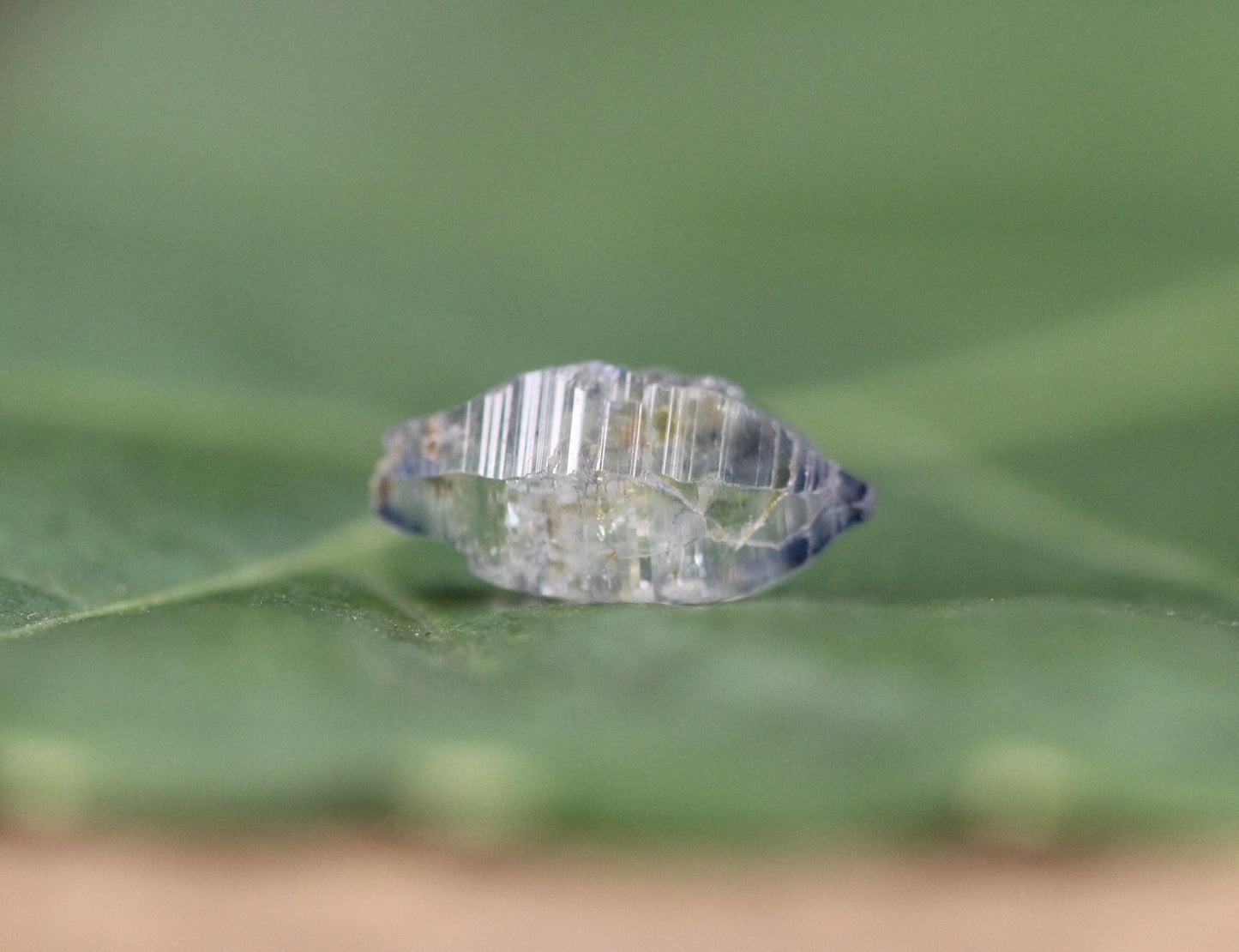 Beautiful Blue and White Sapphire Crystal (Corundum) with High Luster and Transparency, from Sri Lanka ,3.16 carats 11.6 mm