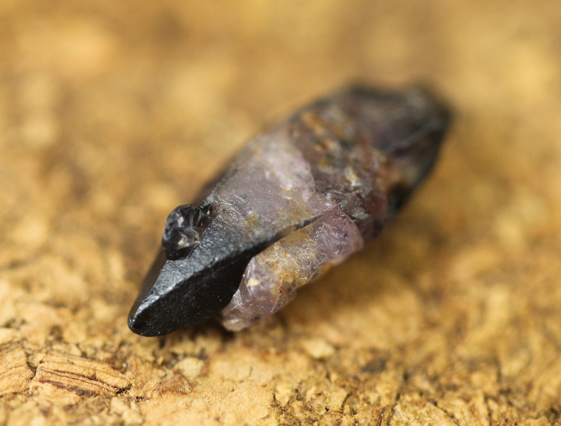 Rare and unique Blue and Pink Corundum (Sapphire) crystal from Sri Lanka, also contains a small child crystal, 6.65 cts, 18.0mm