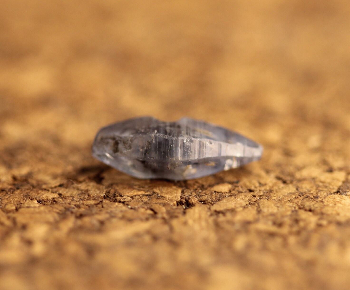 Blue Sapphire (Corundum) crystal from Sri Lanka (Ceylon) with a transparent body and great luster. Doubly Terminated, 3.32 carats, 13.4 mm