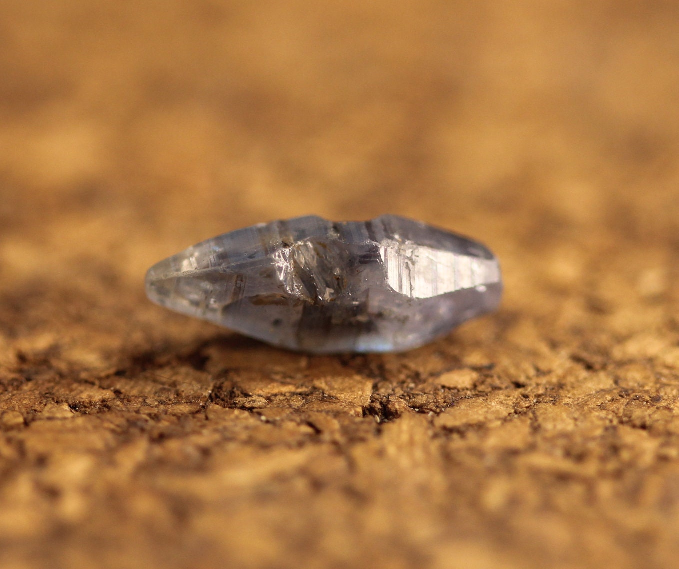 Blue Sapphire (Corundum) crystal from Sri Lanka (Ceylon) with a transparent body and great luster. Doubly Terminated, 3.32 carats, 13.4 mm