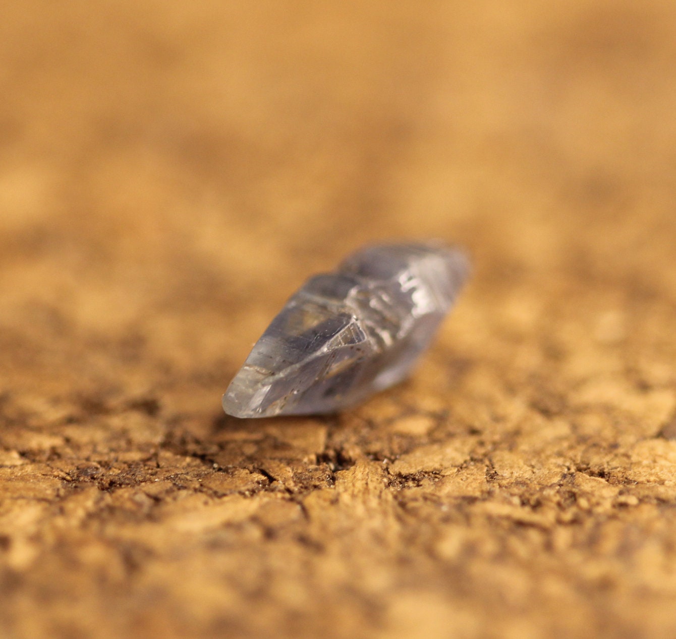 Blue Sapphire (Corundum) crystal from Sri Lanka (Ceylon) with a transparent body and great luster. Doubly Terminated, 3.32 carats, 13.4 mm