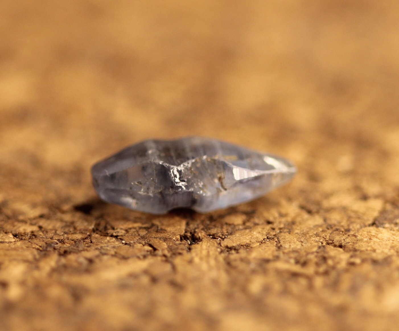 Blue Sapphire (Corundum) crystal from Sri Lanka (Ceylon) with a transparent body and great luster. Doubly Terminated, 3.32 carats, 13.4 mm