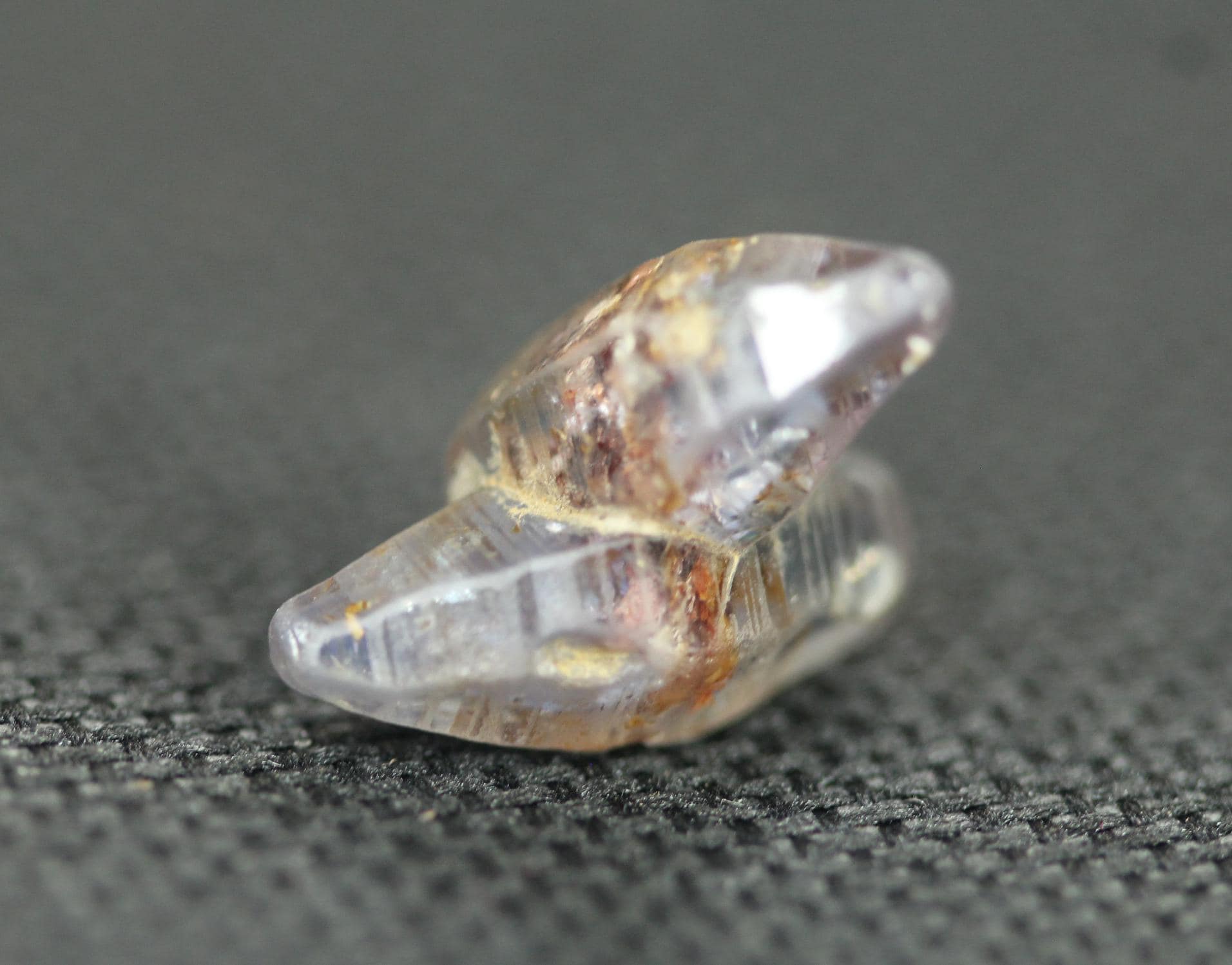 Rare Color Change (Blue to Purple) Twin Corundum Crystal. (Two entangled Crystals) . From Sri Lanka 9.74 cts , 14.9 x14.8 mm