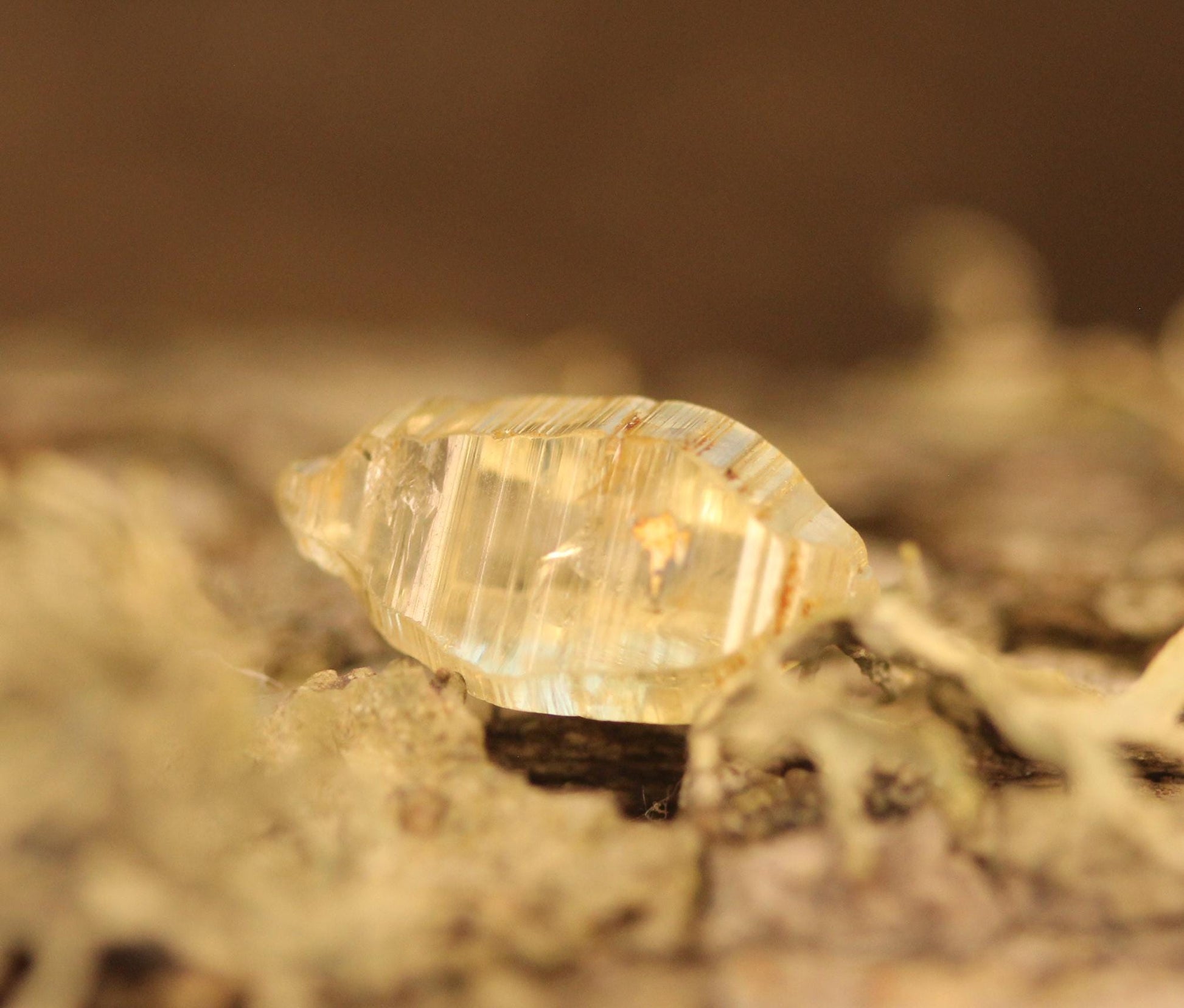 Beautiful Yellow Sapphire (Corundum) Record Keeper Crystal from Sri Lanka with Superb Transparency and Luster. 5.78 carats, 14.3 mm