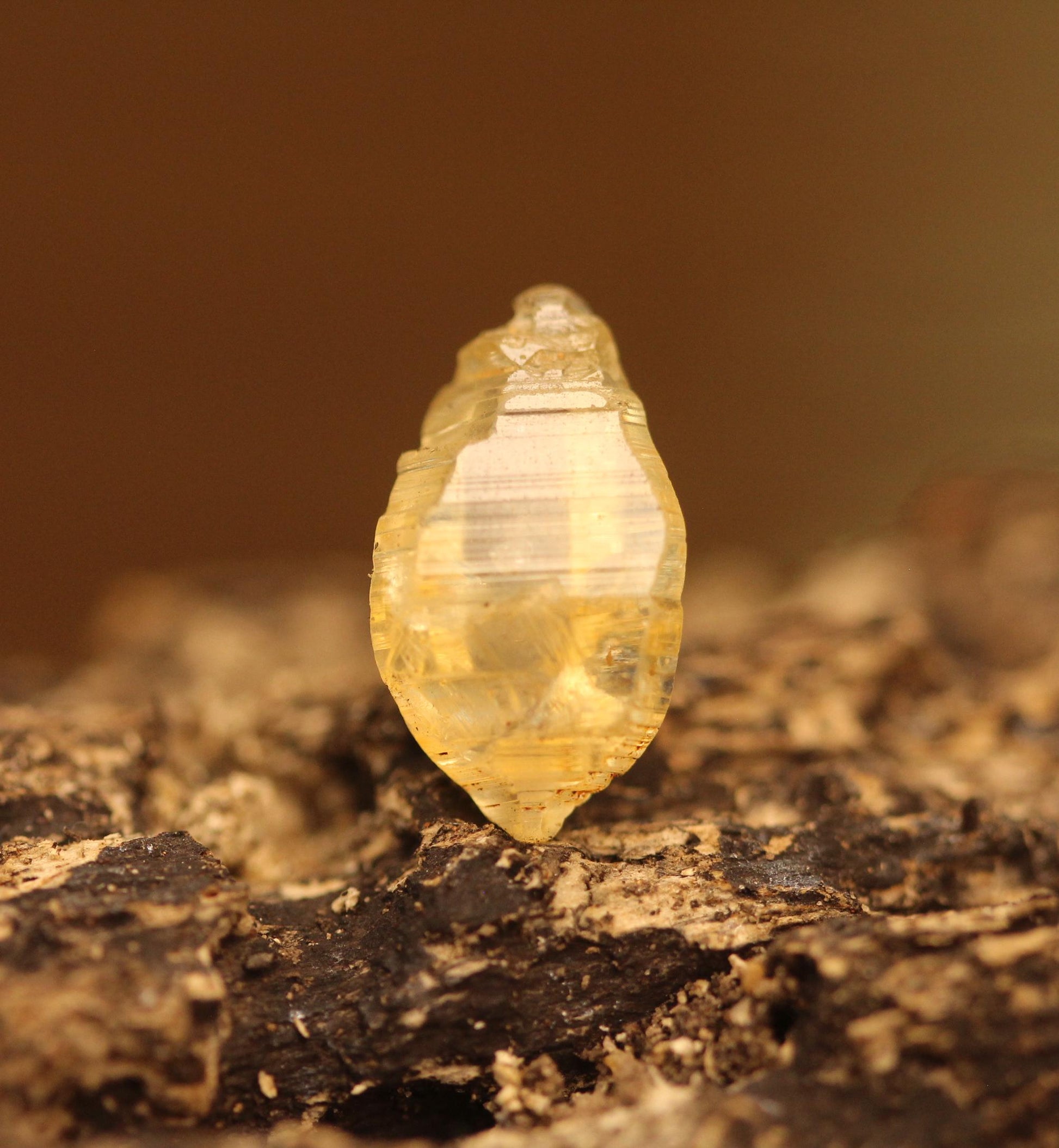 Beautiful Yellow Sapphire (Corundum) Record Keeper Crystal from Sri Lanka with Superb Transparency and Luster. 5.78 carats, 14.3 mm