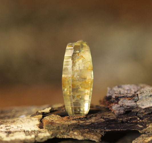 Beautiful Yellow and Blue Sapphire (Corundum) crystal with high transparency, from Sri Lanka, 9.95 carats, 19.2 mm, September Birthstone