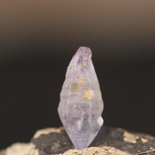 Purplish Blue Corundum (Sapphire) crystal, from Sri Lanka, Nice Bipyramidal Shape and good luster, Doubly Terminated, 8.32 cts, 19.3mm