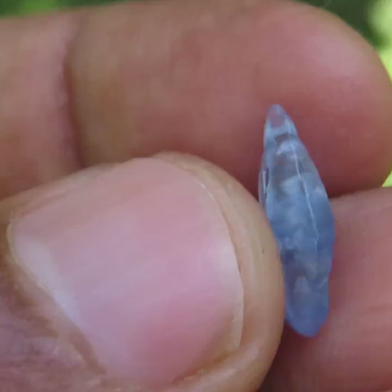 Blue Sapphire  (Corundum) crystal from Sri Lanka (Ceylon) with a transparent body and great luster ,1.84 carats, 13.5 mm