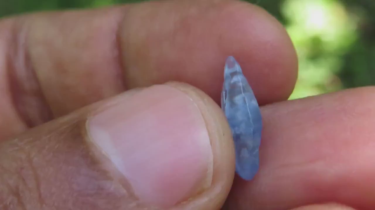 Blue Sapphire  (Corundum) crystal from Sri Lanka (Ceylon) with a transparent body and great luster ,1.84 carats, 13.5 mm