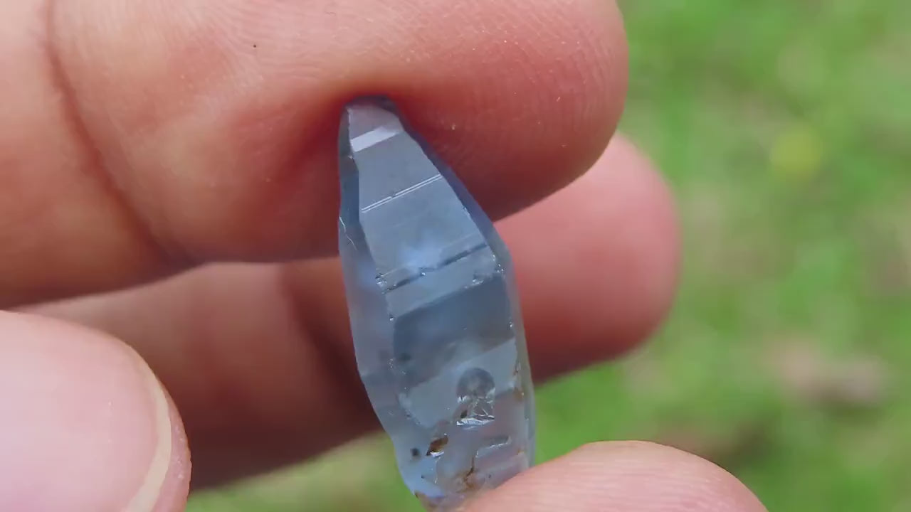 Beautiful Blue Sapphire Crystal (Corundum) ,Doubly Terminated, from Sri Lanka (Ceylon)  ,6.46 cts 17.40 mm, September Birthstone