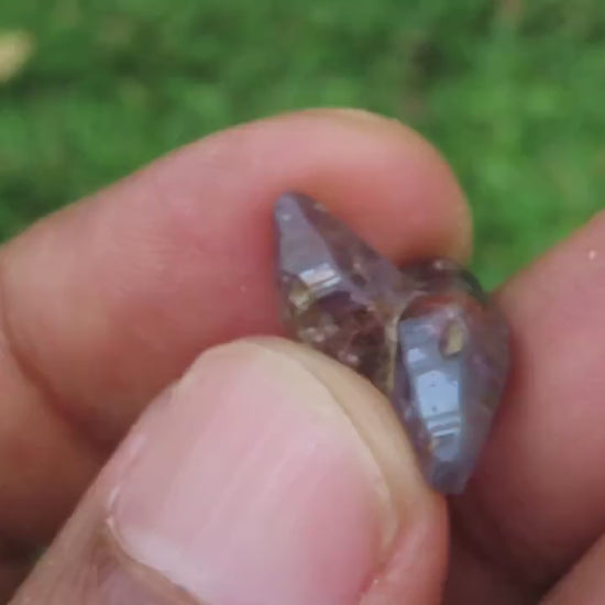 Rare Color Change (Blue to Purple) Twin Corundum Crystal. (Two entangled Crystals) . From Sri Lanka 9.74 cts , 14.9 x14.8 mm