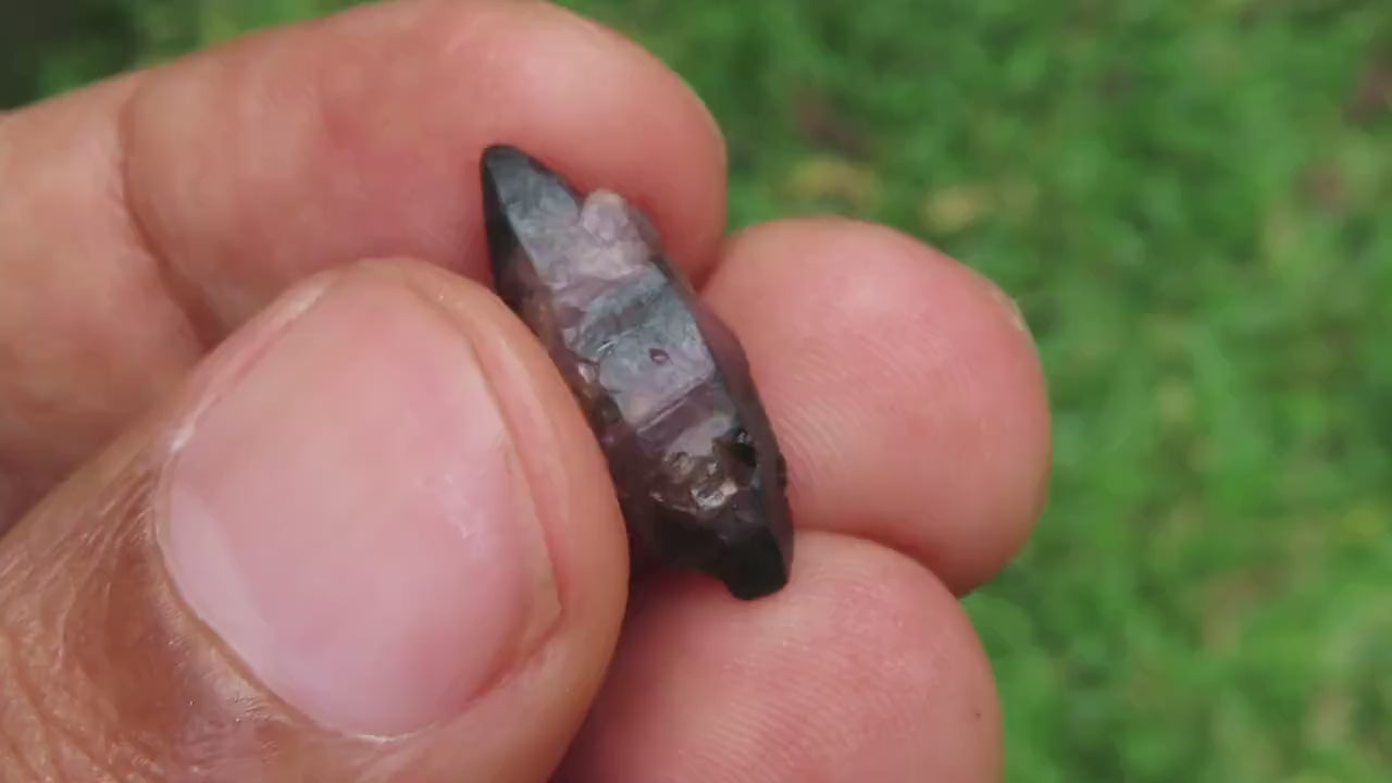 Rare and unique Blue and Pink Corundum (Sapphire) crystal from Sri Lanka, also contains a small child crystal, 6.65 cts, 18.0mm