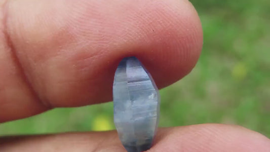 Beautiful Blue Sapphire Crystal (Corundum) with great transparency and luster, from Sri Lanka (Ceylon), 3.12cts 11.1mm, Doubly terminated